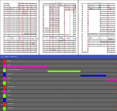 Gegenüberstellung von Partitur und Shotlist-Tool